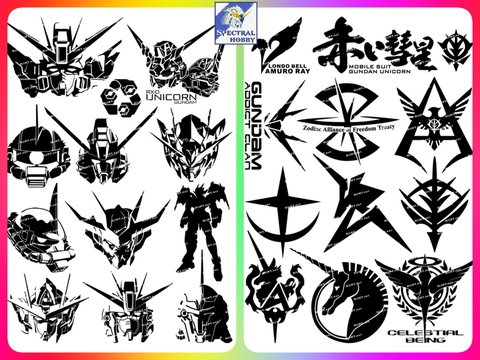 Decal lụa silk sticker F0083-15/16 gundam Cartoon Animation cho Laptop Mobile Phone vật dụng