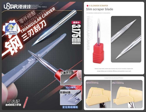 Dụng cụ dao chisel Ustar Tungsten Steel Three blade scraper Triangular Carver UA90958