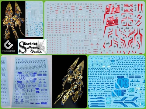 Decal nước dán mô hình MG HG RG Gundam Phenex 03 các loại Water sticker