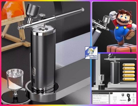 Bộ airbrush mini Portable Charging Air Pump sơn mô hình - Asoyoga