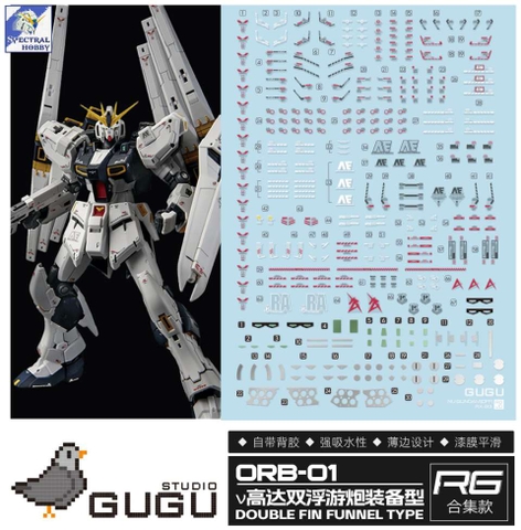 Decal nước dán mô hình RG Nu Double Fin Funnel Type RX93 Water Sticker