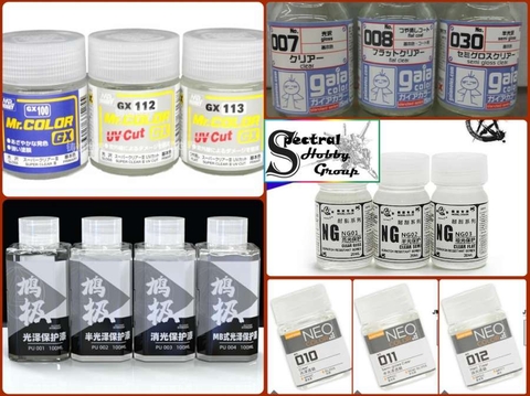 Sơn phủ bảo vệ mô hình topcoat clear gloss matt flat bóng mờ Scratch resistant protective Sunin Gaia Jumpwind Mr.hobby color