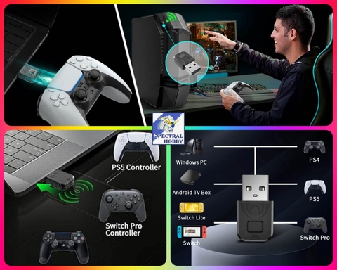Bộ chuyển đổi bộ điều khiển không dây AOLION receiver kết nối tay cầm PS4 PS5 Switch XBOX cho Switch PC Android AL-PS2014