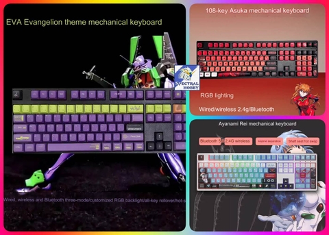 Bản sao của Bàn phím cơ EVA Neon Genesis Evangelion Rei có dây / không dây Bluetooth mechanical keyboard RGB light