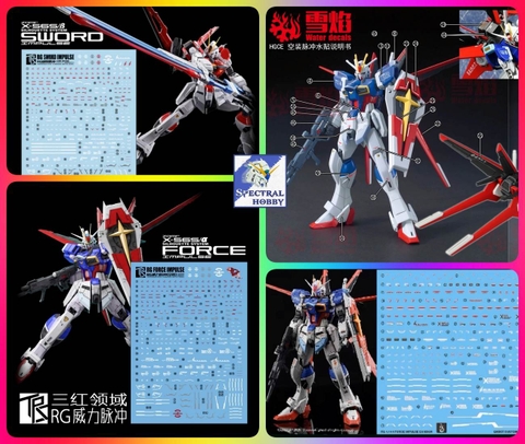 Decal nước dán mô hình RG HG IMPULSE Gundam (sword blast cannon spec II ...) các loại Water sticker