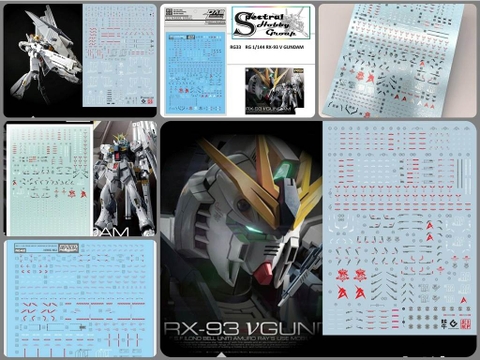 Decal nước dán mô hình RG HG NU RX93 HWS Water sticker