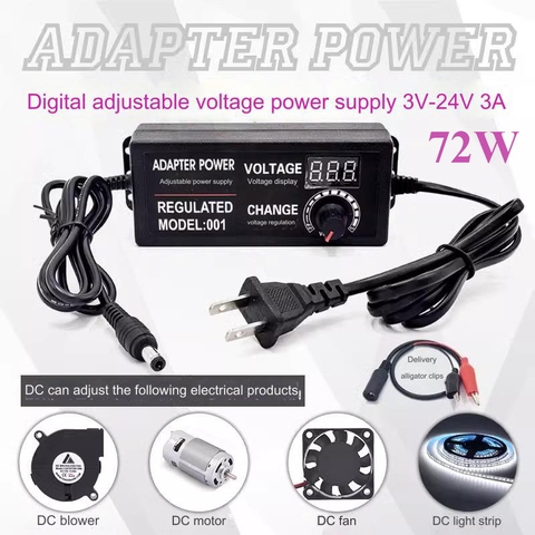 Bộ nguồn điều chỉnh Adapter DC 3-24V 3A 5A 10A 72w 120w màn hiển thị adjustable voltage power digital display