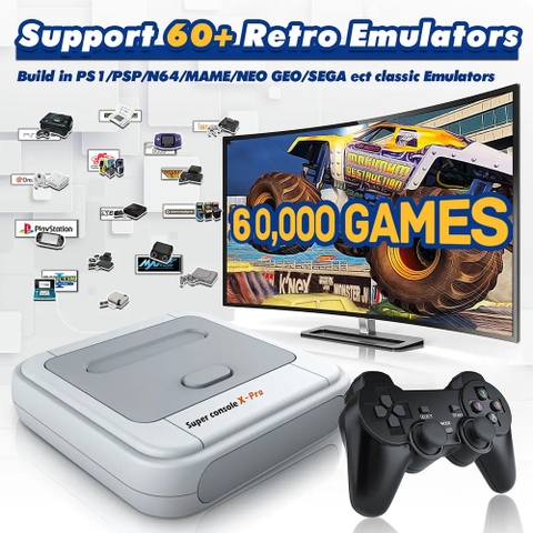 Máy chơi game cổ retro Super Console X Pro 2.4G Wireless N64/PS1/PSP/SEGA/SNES/MAME
