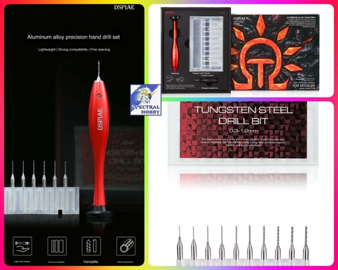 Dụng cụ DSPIAE khoan tay AT-HD Aluminum Alloy Hand Drill bit Set with 0.3-1.2MM