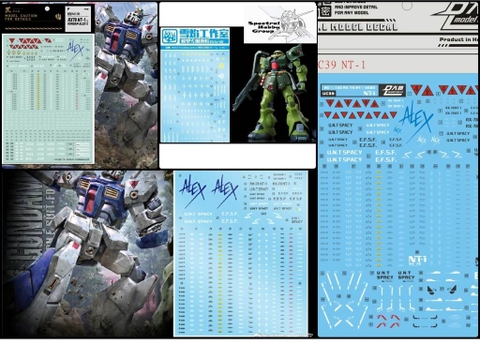 Decal nước dán mô hình MG Re1/100 gundam NT1 Zaku FZ rx78 nt-1 Water sticker