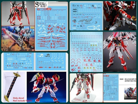 Decal nước dán mô hình MG MB RG Gundam Astray Red Frame Turn Red Dragon Power arms Water sticker