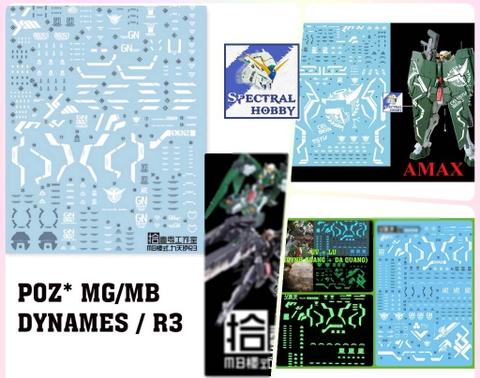 Decal nước dán mô hình Dynames R3 GN arms MG HG các loại Water sticker