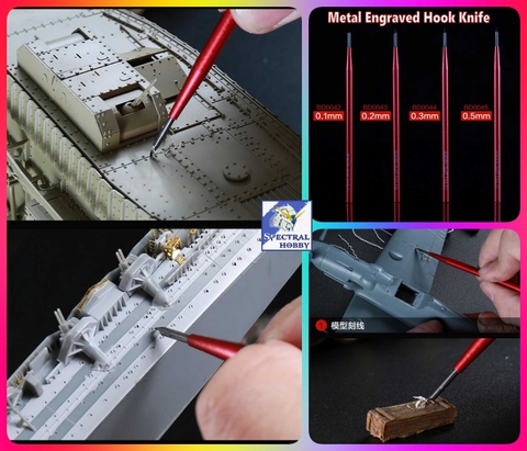 Dụng cụ Border tạo line detail chisel móc câu BD0042-45 0.1mm-0.5mm Metal Engraved Hook Knife