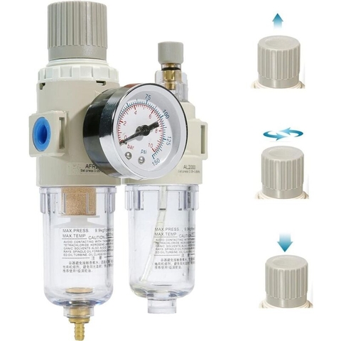 Điều áp lọc nước AIRTAC type Pneumatic FRL AFC2000 Compressed Air Filter Pressure Regulator Dual Unit