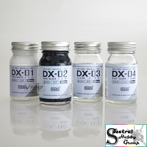 Sơn mô hình cao cấp MODO lacquer paint color series DX01-04 Super Gloss White Black Clear Flat topcoat