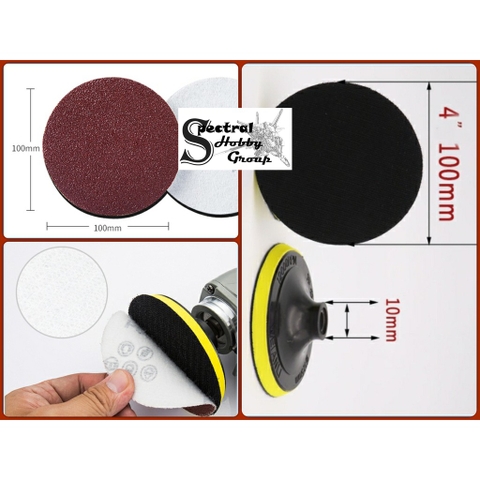 Dụng cụ đĩa dính giấy nhám mài đánh bóng 4inch #800 - #5000 bộ 5 miếng 100mm