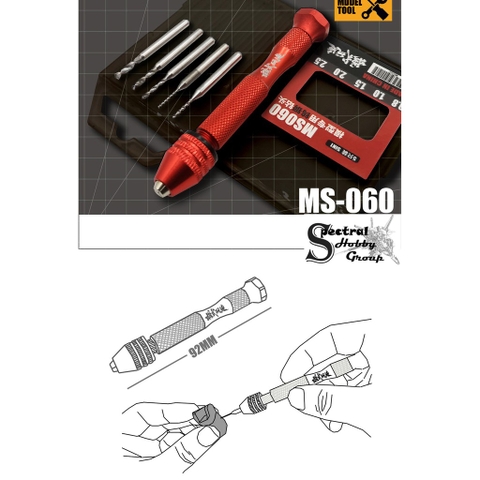 Khoan tay mini kèm 5 mũi khoan 0.8 1.0 1.5 2.0 2.5 MS060 Hobby tool - dụng cụ mô hình