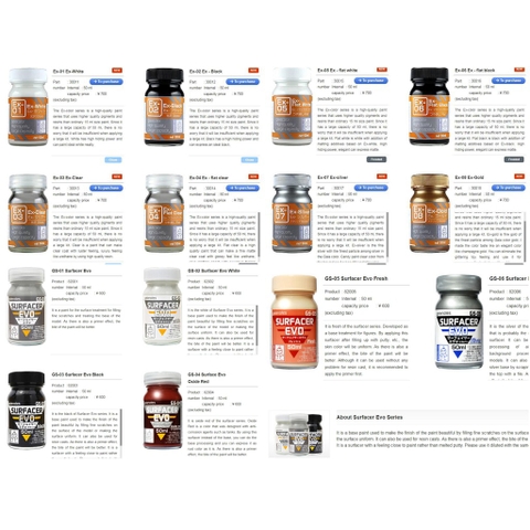 Sơn mô hình Gaia Ex series 01 02 03 04 05 06 Surfacer EVO series