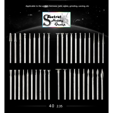 Bộ 40 mũi đầu mài khắc dũa nhám đa năng GJ01 Grinding head amber beeswax jade agate