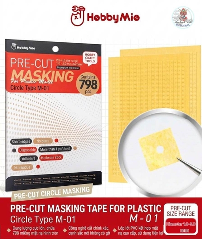 Decal Masking tròn cắt sẵn các cỡ Hobby Mio Pre-cut Masking Paper Round M01