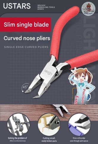 Kìm cong 1 lưỡi mỏng 45 độ USTAR UA91590 Cutter Single Edge Curved Pliers