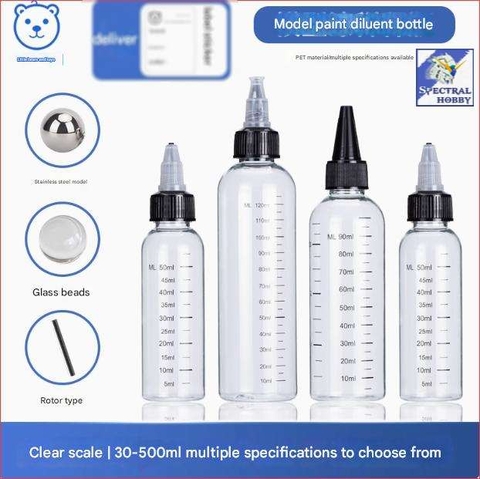 Lọ đựng pha sơn mô hình có bi / que hỗ trợ cho cả máy ngoáy sơn từ tính set *5 lọ Spare Bottle House Bear
