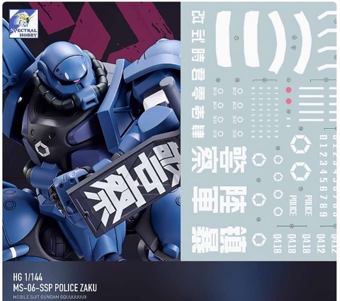 Decal nước dán mô hình Police Zaku MS-06-SSP GQuuuuuuX water sticker