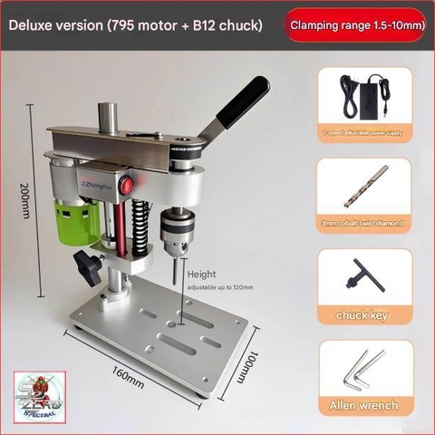 Máy khoan dọc JM802-795 Deluxe để bàn Table Mini Drill Press Wood Drilling PCB Punching