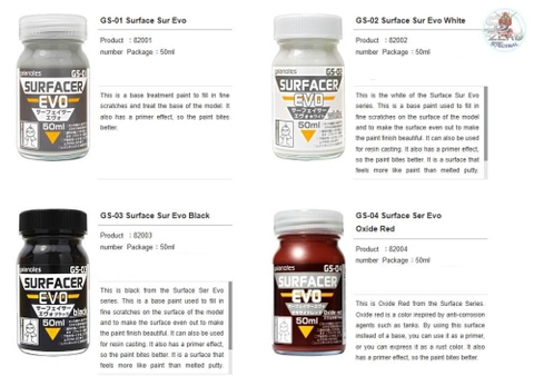 Sơn mô hình Gaia Surfacer EVO series lacquer paint color