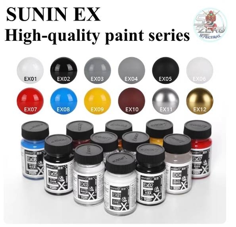 Sơn mô hình cao cấp Sunin Ex 05-10 Hight Quality Paint Red Blue Yellow lat Black White color 60ml
