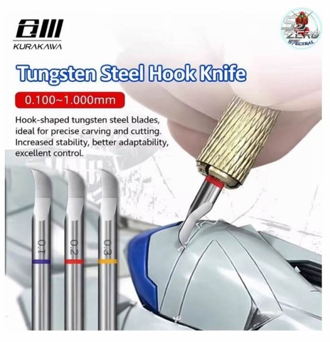 Tạo line detail Chisel lưỡi câu KURAKAWA 0.1-1.0mm ET9 Hook Line Knife + cán