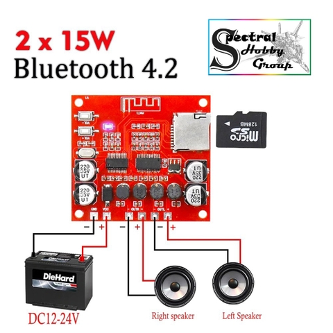 Mạch âm thanh XH-A233 2x 15W MP3 Bluetooth 4.2 DC12-24V Amplifier Board Dual Channel