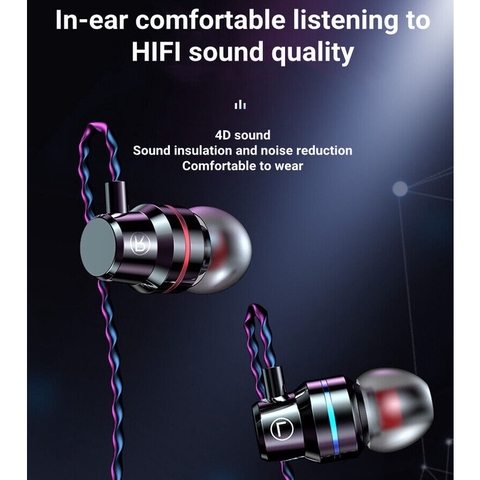 Tai Nghe Thể Thao Cách Âm có dây / mic / 3.5mm powerfull HIFI Bass Stereo Wired Earbuds Headset In-Ear