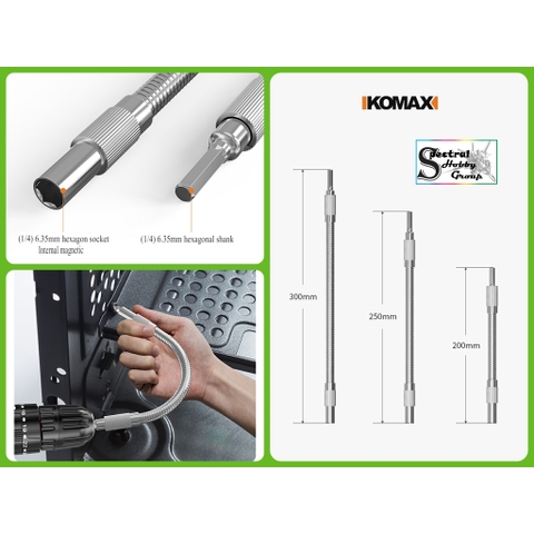 Dụng cụ Komax dây nối dài truyền chuyển động cho máy bắt vít máy khoan shaft electric screwdriver turning