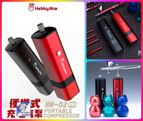 Máy nén khí sơn mô hình Airbrush Compressor Air Pump mini handheld portable HM02 hobby mio