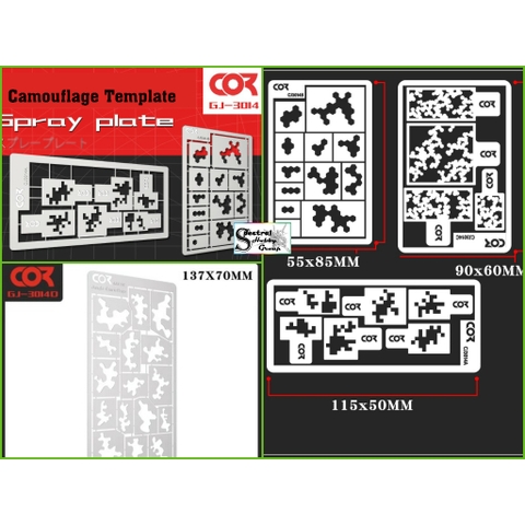 Dụng cụ CORMAKE sơn tạo hình camo dàn di các loại GJ3014 Camouflage Template Gundam tank model