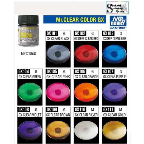 Sơn mô hình màu trong Clear Transparent MR.Hobby color GX101~GX111 C47-C50 paint lacquer