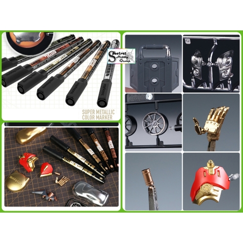Bút sơn mô hình Hobby Mio Super metallic Gold Chrome silver Paint Color Pen Gundam marker