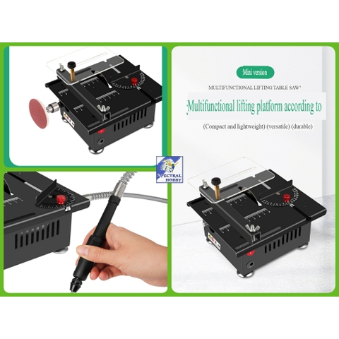 Máy mài khoan cắt cưa bàn đa năng 100W nâng hạ lưỡi cưa desktop mini table saw LONGXIANG