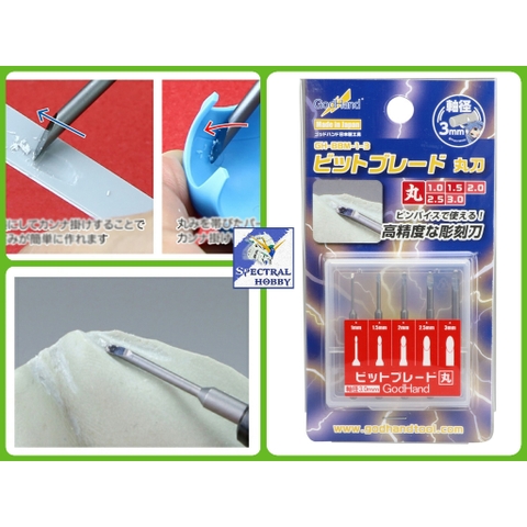 Bộ dao khắc tròn Godhand GH-BBM-1-3 Ultra-precision Round Head Carving Knife Chisel Shank Bit Blade