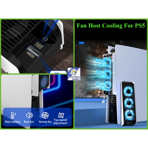 Quạt làm mát cho máy PS5 Fan Host Cooling With 3-Fan External USB 3.0