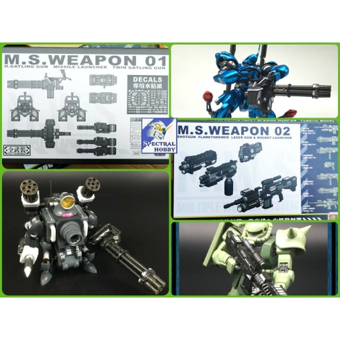 Phụ kiện mô hình MSW M.S.WEAPON 01/02 rambo lùn metal slug Tank gundam fihgter missile Weapon Laser rocket