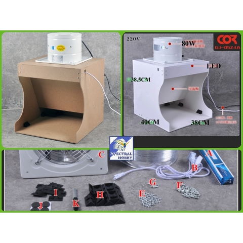 Hộp hút khí mùi sơn áp lực âm CORMAKE GJ-0524 Negative pressure spray box exhaust fan paint box
