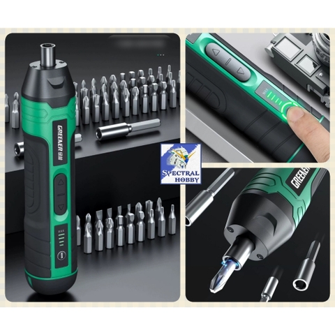 Máy khoan vặn vít mini cầm tay Greener Pro siêu khoẻ 4 tốc độ SCREWDRIVER DRILL RECHARGEABLE AUTOMATIC