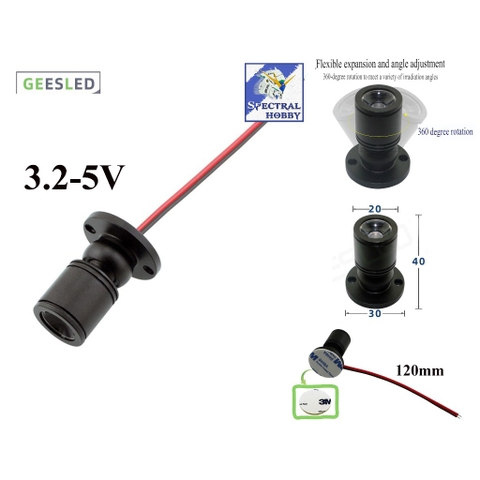 Đèn led mini SPOTLIGHT metal 3.2 - 5V adjustable angle điều chỉnh góc 360 độ