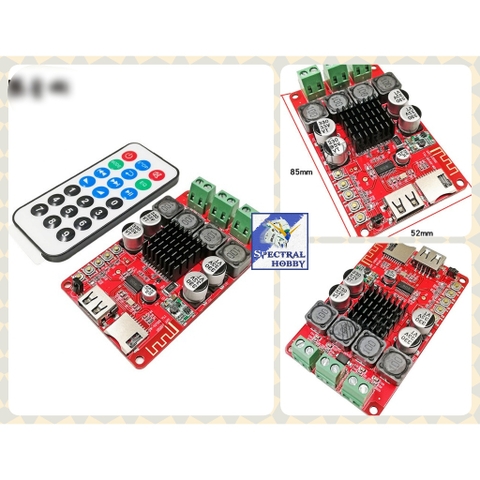 Mạch khuếch đại âm thanh kèm remote IR TPA3116 50W x2 Bluetooth đọc usb thẻ TF amplifier