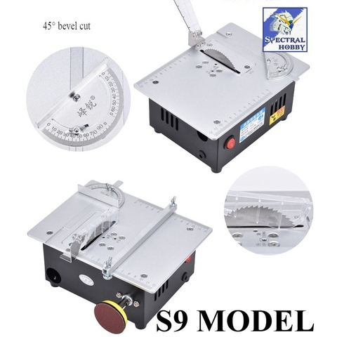 Máy S9 cưa bàn khoan mài cắt đa năng lưỡi 80mm Mini Table Saw Small Acrylic PCB Cutting Machine