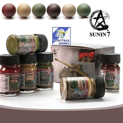 Sơn mô hình Sunin lacquer bộ 6 màu XY-008 Paint German Middle and Late Stage Tank Chariot Camouflage camo color