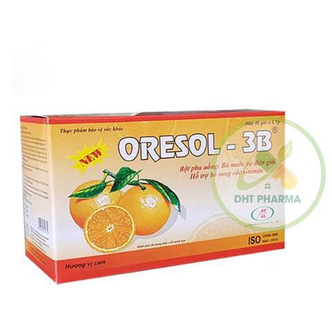 Oresol 3B Á Châu bù nước và điện giải hương cam (Hộp 40 gói x 4,1g)
