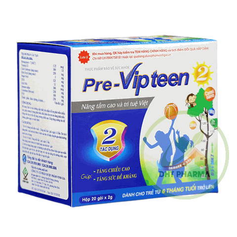 Cốm Pre-Vipteen 2 tăng đề kháng, phát triển chiều cao cho trẻ (Hộp 20 gói x 2gam)